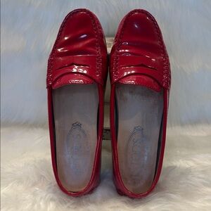 Tod's Red Glossy Patent Leather Gommino Women’s Loafers - Size 6.5